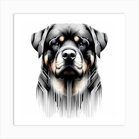 Rottweiler - Abstract Line Art Illustration 144 Art Print