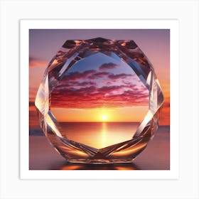 Vivid Colorful Sunset Viewed Through Beautiful Crystal Glass Mirrow, Close Up, Award Winning Photo (3) Art Print