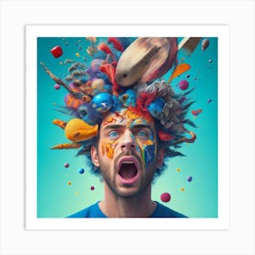 Man With Colorful Hair Art Print