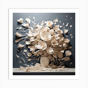 Flowers of white paper 6 Art Print