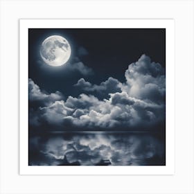 Full Moon Over Water Art Print