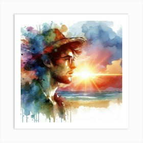 Watercolor Of A Man Art Print