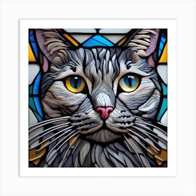 Cat, Pop Art 3D stained glass cat superhero limited edition 58/60 Art Print