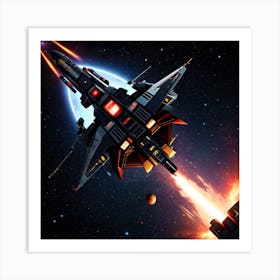 Space Firefight Art Print