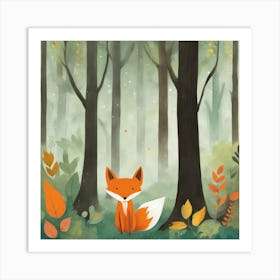 Fox In The Woods Art Print