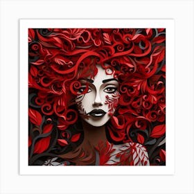 Of A Woman With Red Hair Art Print