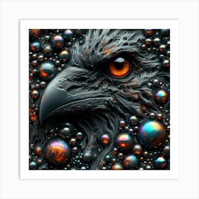 Eagle With Bubbles Art Print