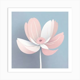 A White And Pink Flower In Minimalist Style Square Composition 726 Art Print