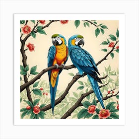 Two Macaws In The Tree Art Print