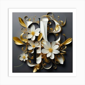 Paper Flowers gold Art Print