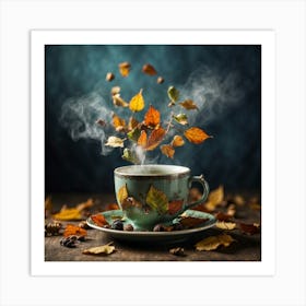 Autumn Leaves In A Cup Art Print