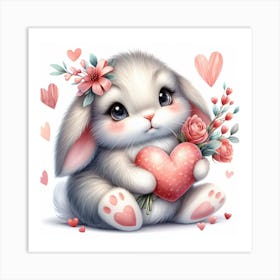 Rabbit Valentine's day Art Print