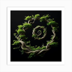 Spiraling Tree of Life with Roots and Branches in a Circle, Demonstrating the Interconnectedness of All Living Things and the Circle of Life Art Print