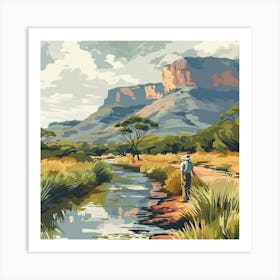 Man Fishing In The River Art Print