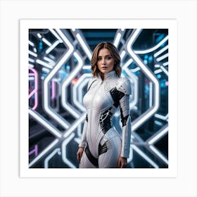 Futuristic Girl In Futuristic Suit Art Print