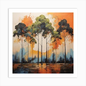 Trees At Sunset Art Print