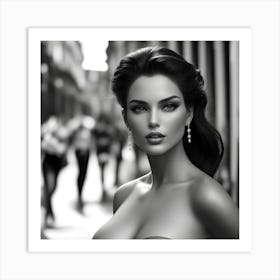 Beautiful Woman In Black And White Art Print