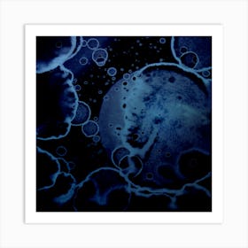 Alcohol Ink Black And Blue Cosmos Art Print