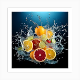 Fruit Splashing Water Art Print