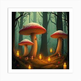 Mushrooms In The Forest 22 Art Print