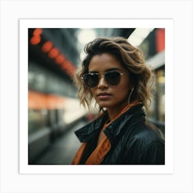 Portrait Of A Woman In Sunglasses Art Print