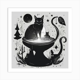 Cat In A Bowl Art Print