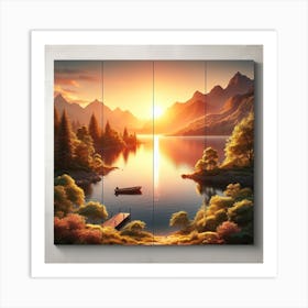 Sunset At Lake Art Print