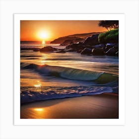 Sunset At The Beach 362 Art Print