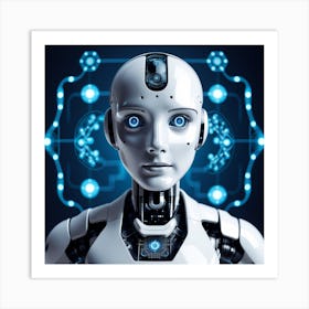 Robot Woman With Blue Eyes Art Print