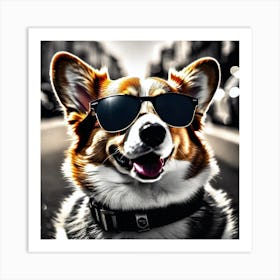 Corgi In Sunglasses 64 Art Print