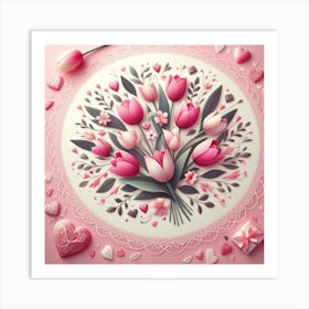 Valentine's Day, tulip pattern 1 Art Print