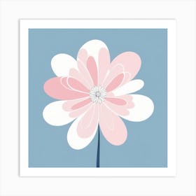 A White And Pink Flower In Minimalist Style Square Composition 237 Art Print