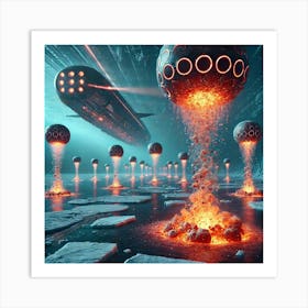 A Futuristic Sci Fi Depiction Of Pyroclastic Destroyers Molten Depth Charges Art Print