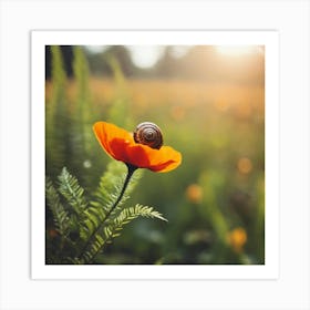 Snail On A Flower 4 Art Print