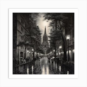 Rainy Night On The Street Art Print