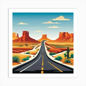 A Vector Illustrated Icon Symbolizing The Historic Federal Highway 9 Cutting Across The Vast Landsc (5) Póster