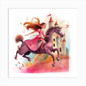 Princess On Horseback Art Print