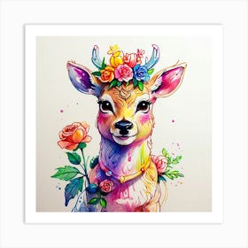 Watercolor Deer 1 Art Print