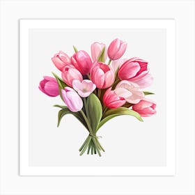 Bouquet Of Pink Tulips Art Print