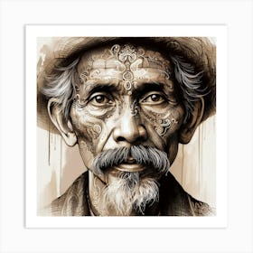 Portrait Of A Man With Tattoos Art Print