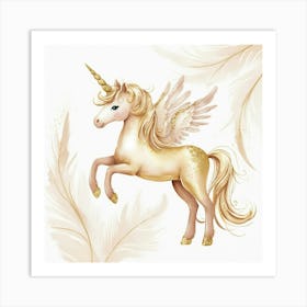 Golden Unicorn Art Print