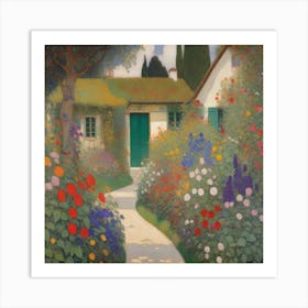 Vintage Cottage Garden Path Art Print