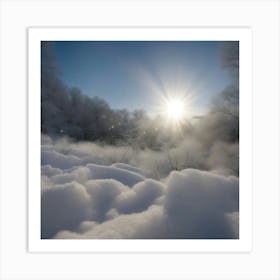 Sun glow over snow Art Print