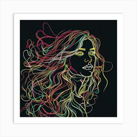 Girl With Colorful Hair 1 Art Print