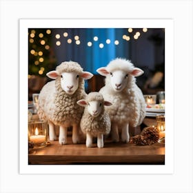 Firefly Festive Holiday Gathering With A Woolly Sheep Family 21613 (2) Art Print