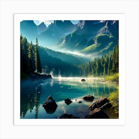 Sunrise In The Mountains Art Print