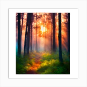 Sunrise In The Forest 1 Art Print