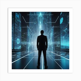 Futuristic Man In A Futuristic World Art Print