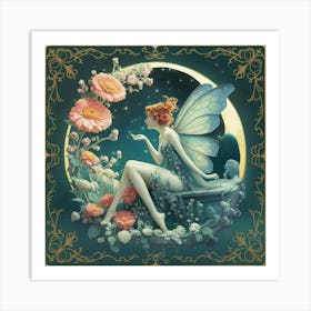 Fairy On The Moon Art Print