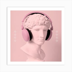 Pink Headphones Art Print